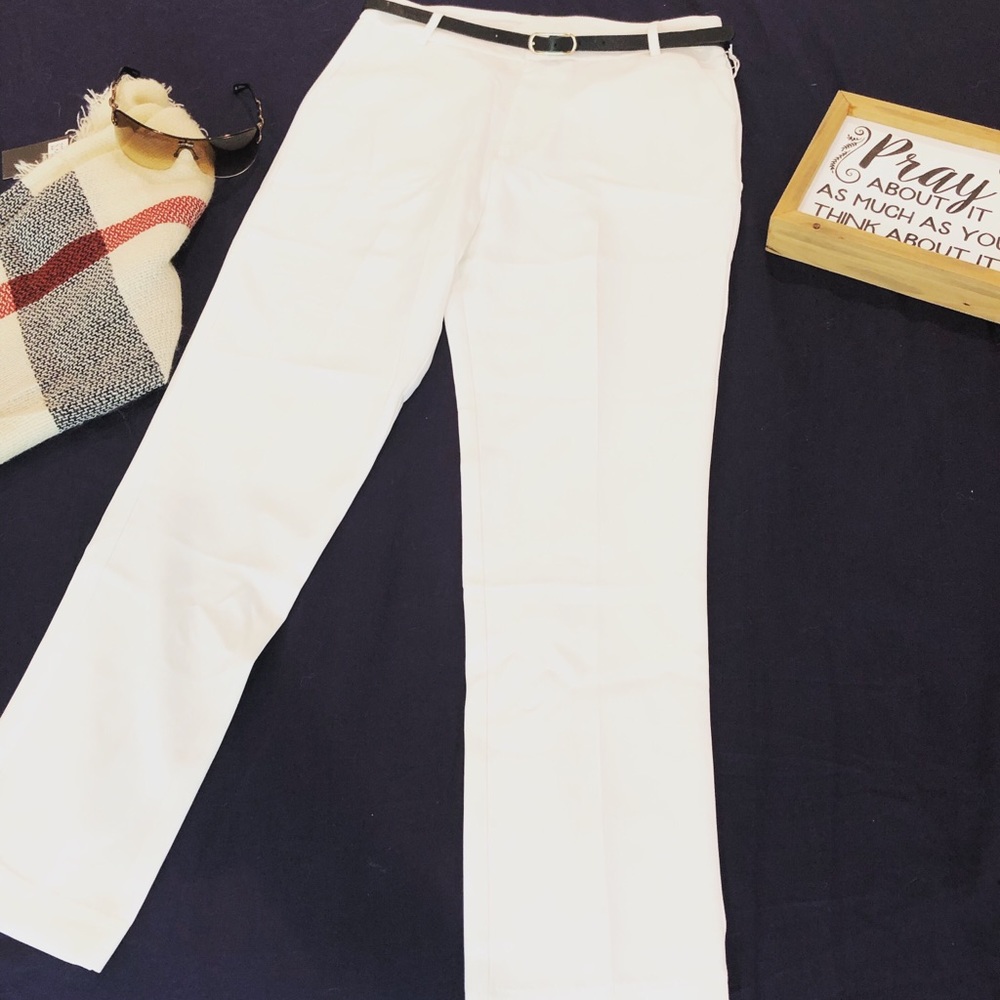 Ankle length work pants in white